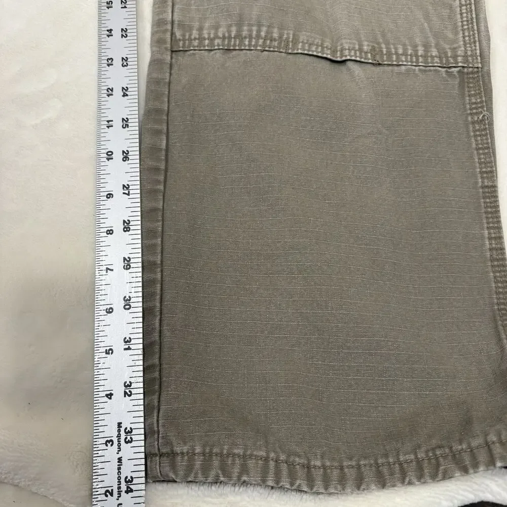 Wrangler Riggs Workwear Flannel Lined Cargo Pants Fits 35x34 Tan Brown Utility
